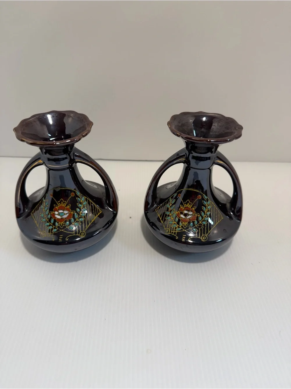 50’s-60’s Vintage Mid-Century Japan Floral Bud Vases - Set of 2